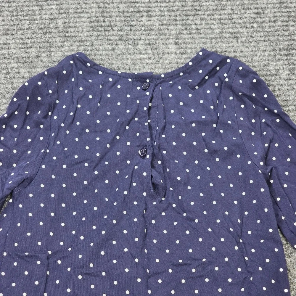 Old Navy Polkadot Dress Girl's Size 4T Navy Front Tie 100% Rayon 3/4 Sleeve